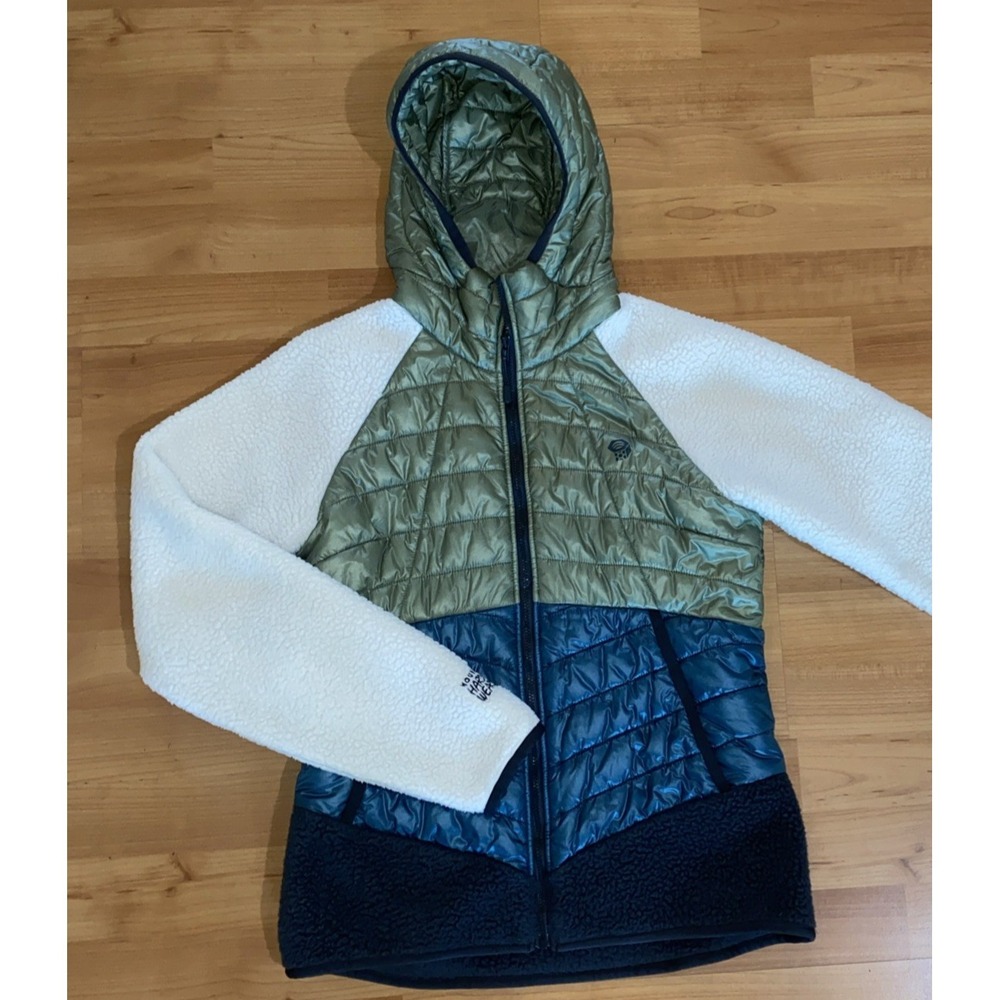 Mountain Hardwear Jacket Womens Size XS Multicolor Hooded‎ Quilted Fleece Sherpa